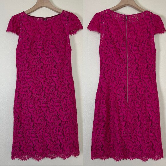 Alice + Olivia Women Size 8 Pink Lace Floral Sheath Mini Dress Cocktail Formal - Picture 4 of 17